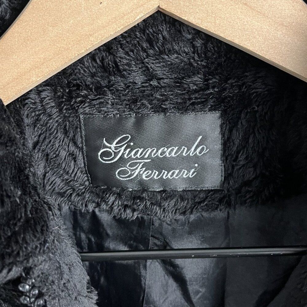 Giancarlo Ferrari Faux Fur Jacket Womens 4 Black Zip Up Y2K Indie Sleaze Blazer - Picture 3 of 6